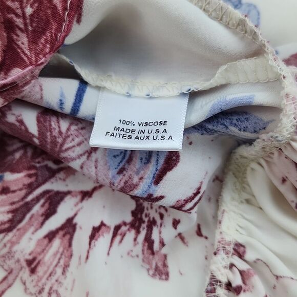 MISA Los Angeles Luz Floral High Low Skirt Size Small White Pink Ruffle‎ Viscose - Picture 8 of 9